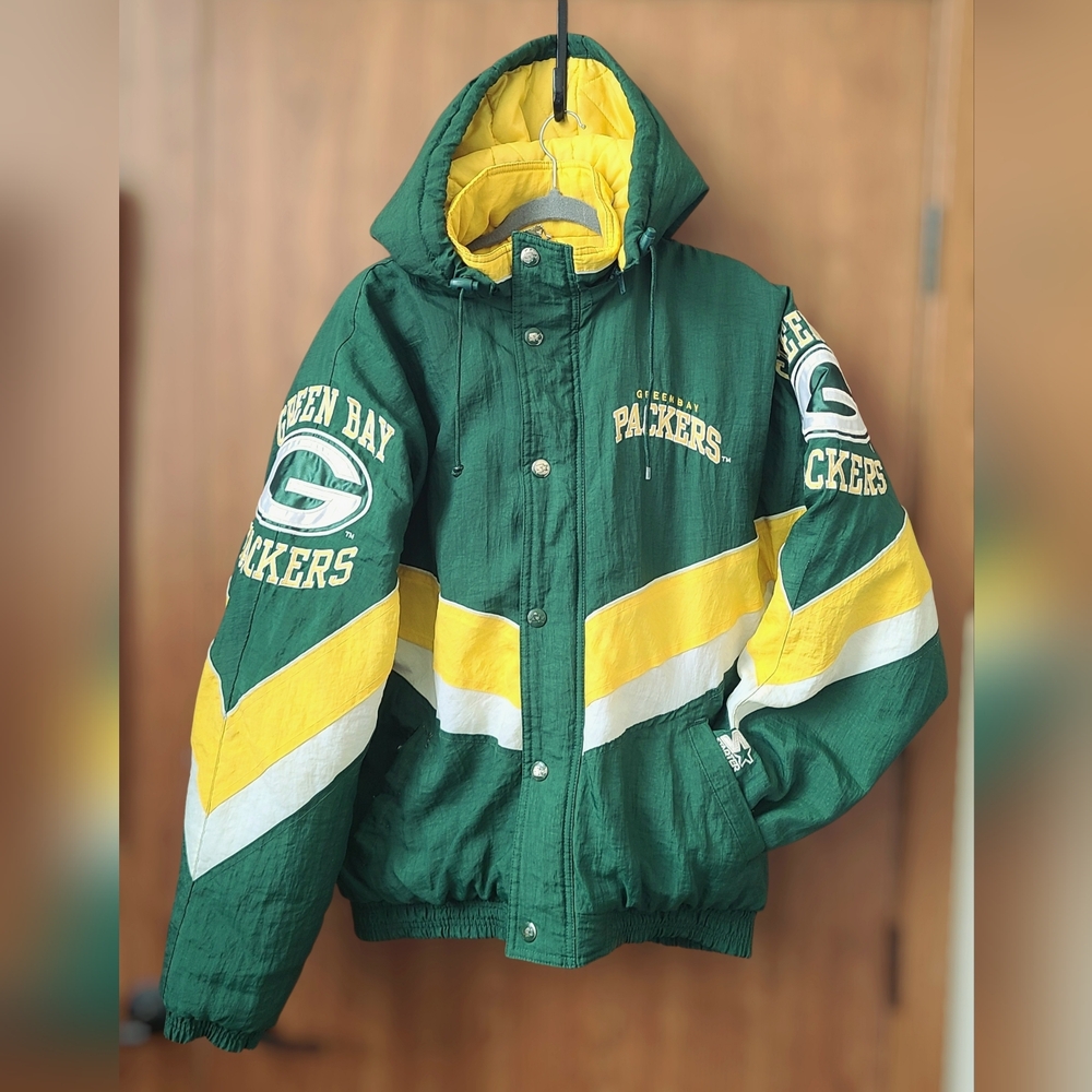 Green Bay Packers Mens M Jacket Zip Starter Pro Line NFL Football Vtg 90s Nylon